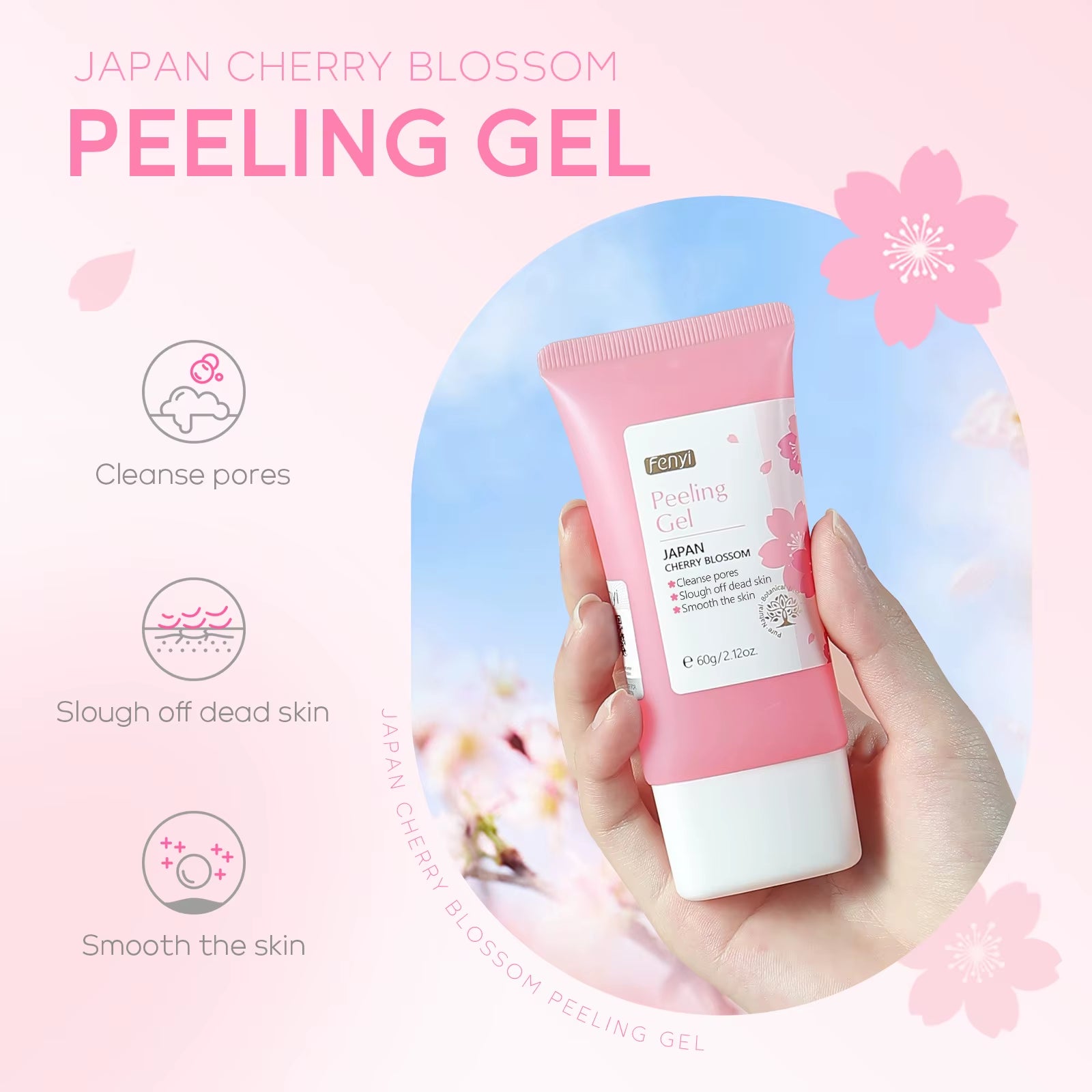 Cherry Blossom Peeling Gel Facial Exfoliating Moisturizing Tender Body Cleansing Skin Care 60G