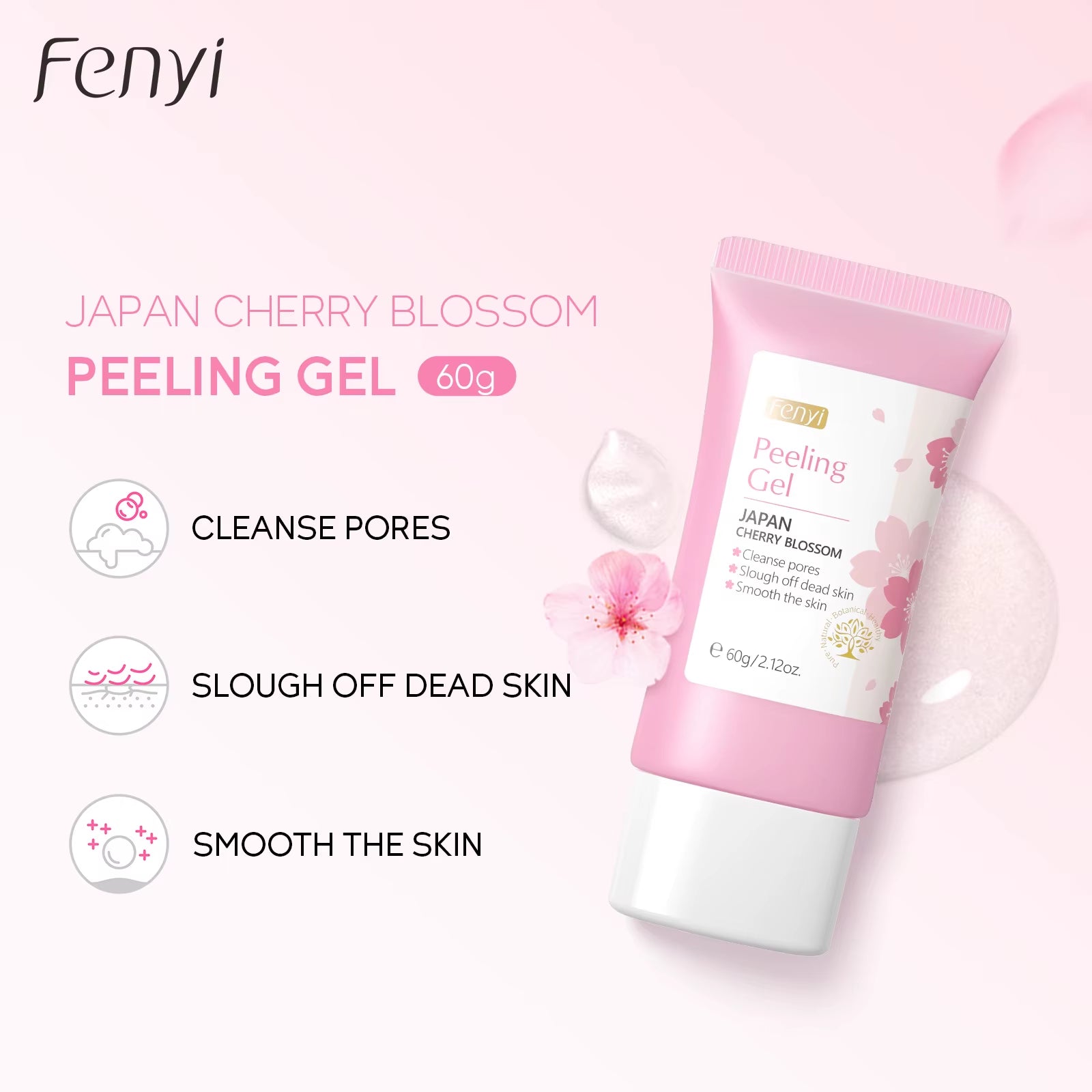 Cherry Blossom Peeling Gel Facial Exfoliating Moisturizing Tender Body Cleansing Skin Care 60G